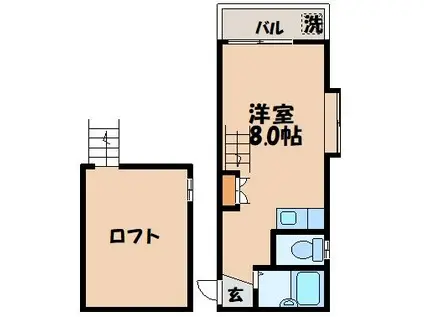 ロフティ本原(ワンルーム/1階)の間取り写真