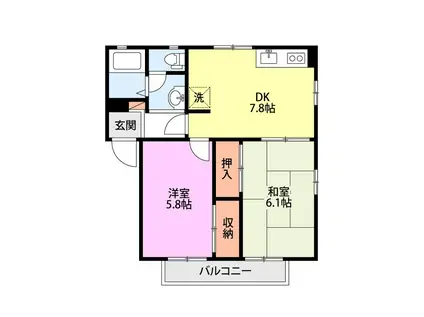 グレイスルミエール(2DK/1階)の間取り写真