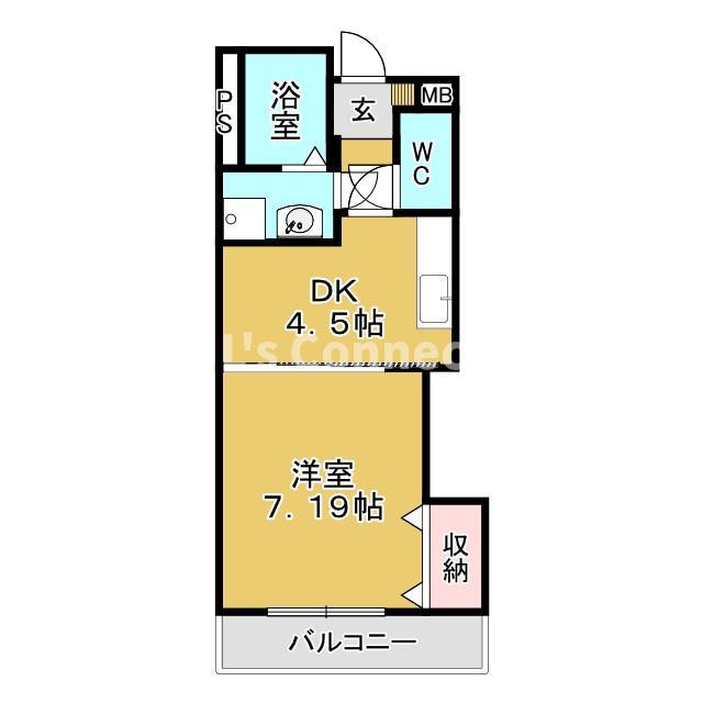 アンソレイエ・ロジュマン(1DK/2階)の間取り写真