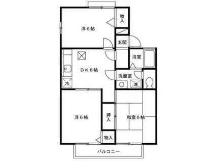 セジュールグランデI(3DK/2階)の間取り写真