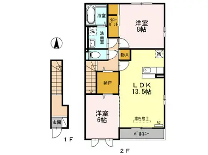 ケーズコート(2LDK/2階)の間取り写真