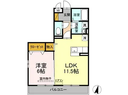 ベルフィーユ吾妻(1LDK/2階)の間取り写真