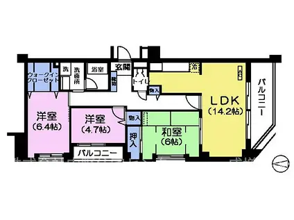 メルベーユ丸山台(3LDK/7階)の間取り写真