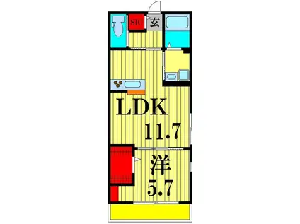 メゾンドメルセデス(1LDK/3階)の間取り写真