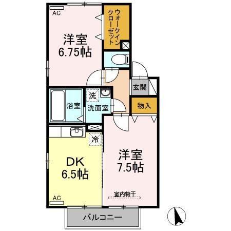 リビングタウン南塚 B(2DK/2階)の間取り写真