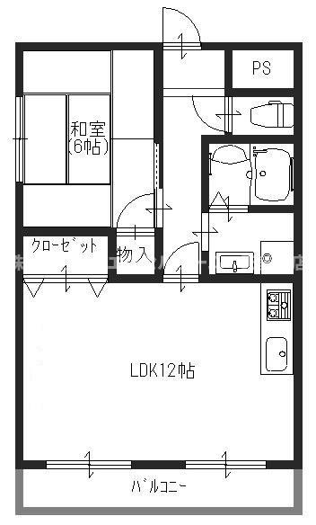 アルモカーサ新金岡(1LDK/2階)の間取り写真