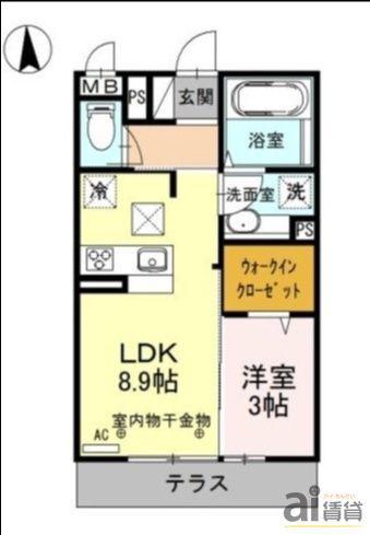 ヴィラグランデII(1LDK/2階)の間取り写真