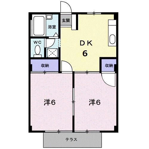 シティハイツ高橋B(2DK/1階)の間取り写真