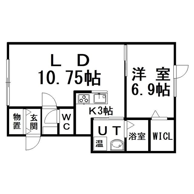 ボヌール新開(1LDK/2階)の間取り写真