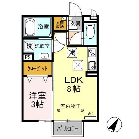 ヴィラフォレスタB(1LDK/1階)の間取り写真