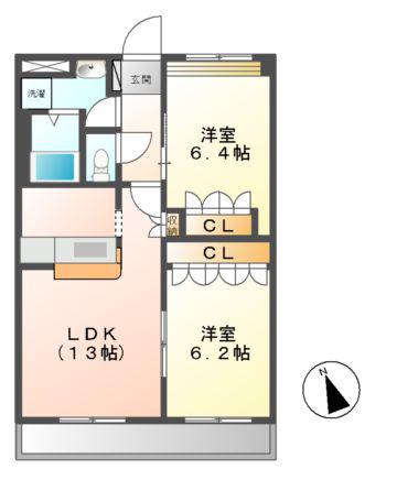 フルスパッセンC(2LDK/2階)の間取り写真