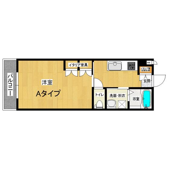 グラシアス(1K/1階)の間取り写真