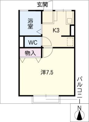 グレイス花見(1K/1階)の間取り写真