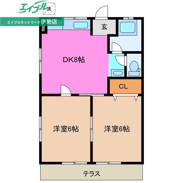 フォレストハイツ(2DK/1階)の間取り写真