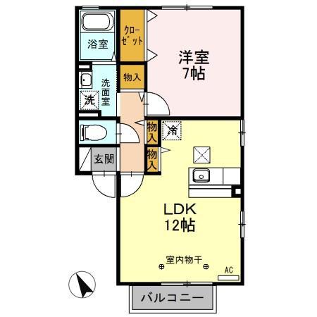 エトワールキューブB棟(1LDK/1階)の間取り写真