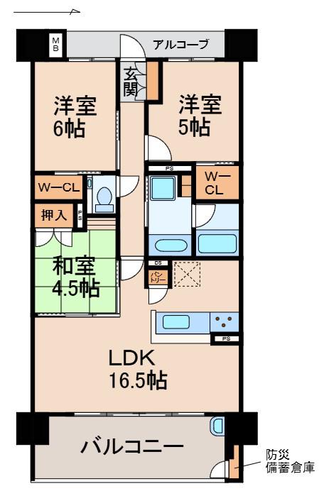 シャルマンフジ和歌山市駅レジタージュ(3LDK/12階)の間取り写真