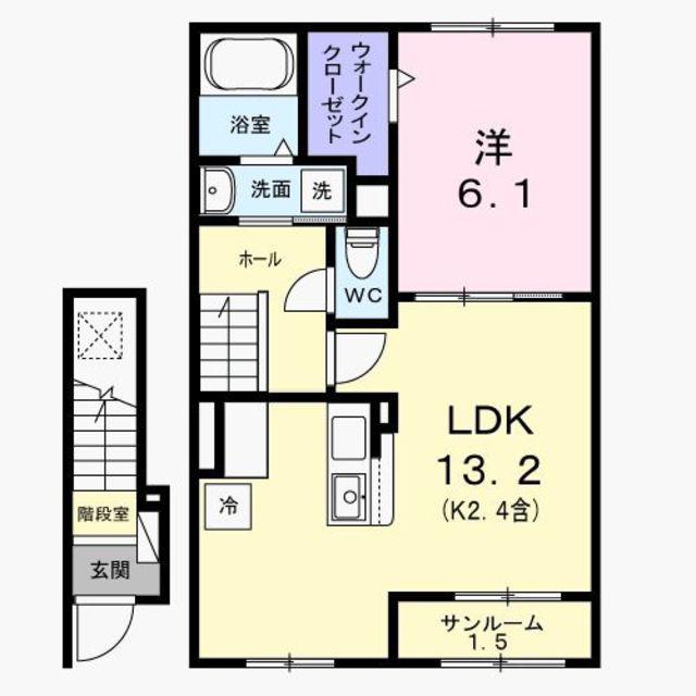ヴィラ・グレイスII(1LDK/2階)の間取り写真