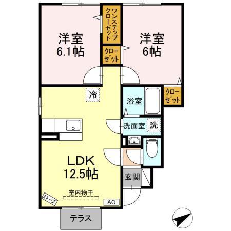 グリーンヒル(2LDK/1階)の間取り写真