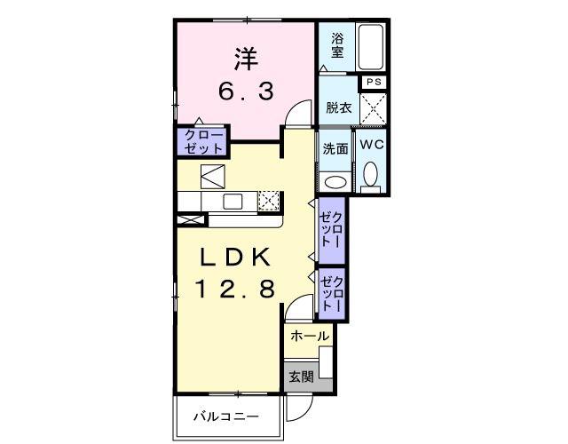 アルソーレ A(1LDK/1階)の間取り写真