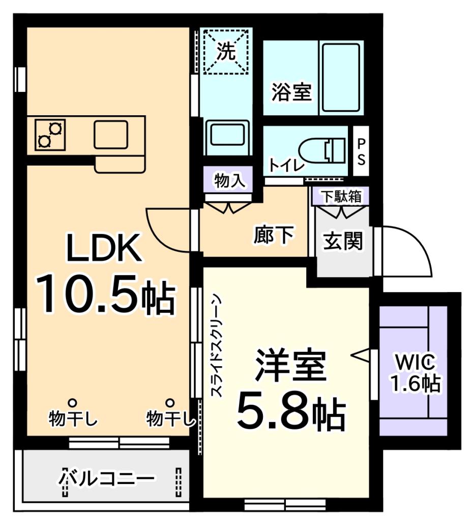 エストコリーヌ(1LDK/2階)の間取り写真