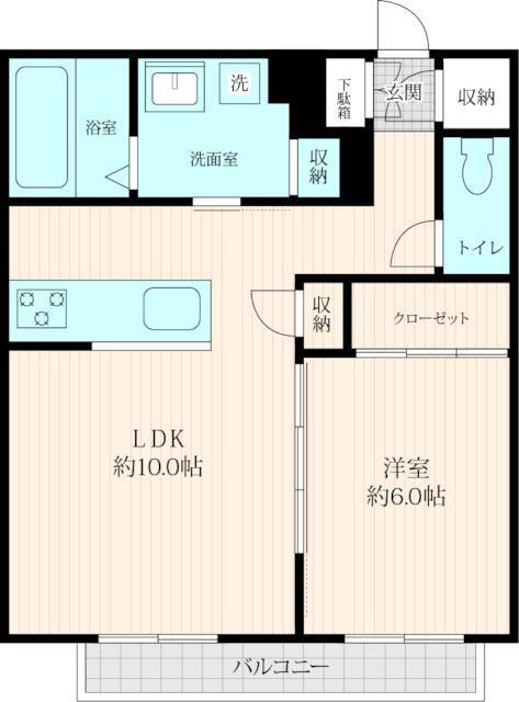 FUJIYAシャーメゾン茅ヶ崎(1LDK/2階)の間取り写真