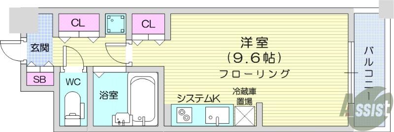 グランカーサ仙台五橋(ワンルーム/15階)の間取り写真