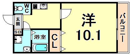 SHIKOKU VIII(1K/2階)の間取り写真