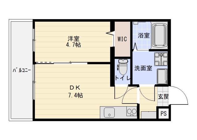 ベレッツァ大工町(1DK/4階)の間取り写真