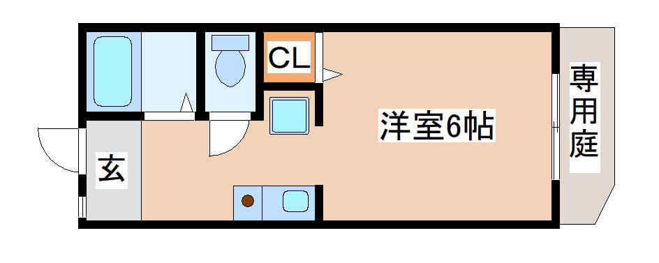 ルシェール房王寺(1K/1階)の間取り写真