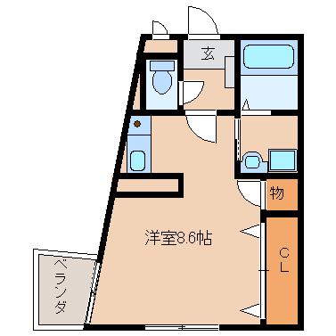 ロッヂングス・オーク(ワンルーム/3階)の間取り写真