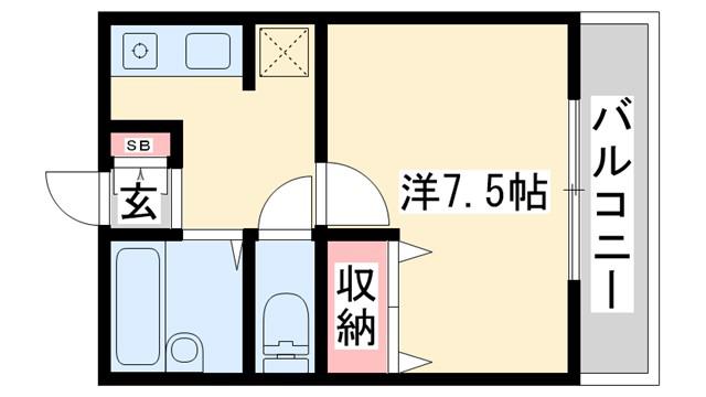 大久保ハイム(1K/1階)の間取り写真