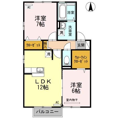 コスモ スクエア D棟(2LDK/2階)の間取り写真