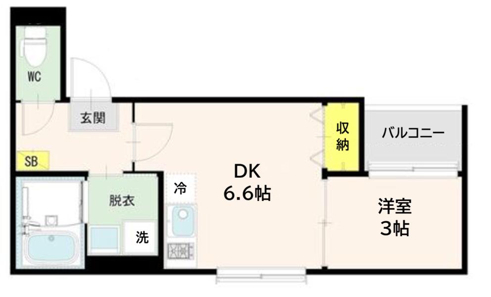 ハーモニーテラス古城(1DK/1階)の間取り写真