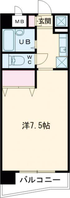 メトロノーム中島(1K/2階)の間取り写真