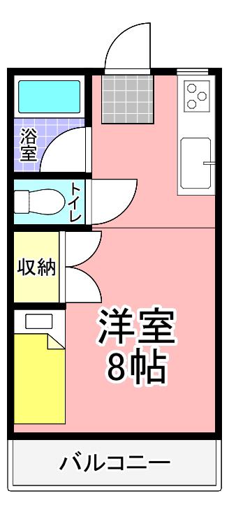 ESTATE MITO C棟(ワンルーム/1階)の間取り写真
