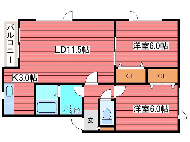 プラトウ(2LDK/1階)の間取り写真