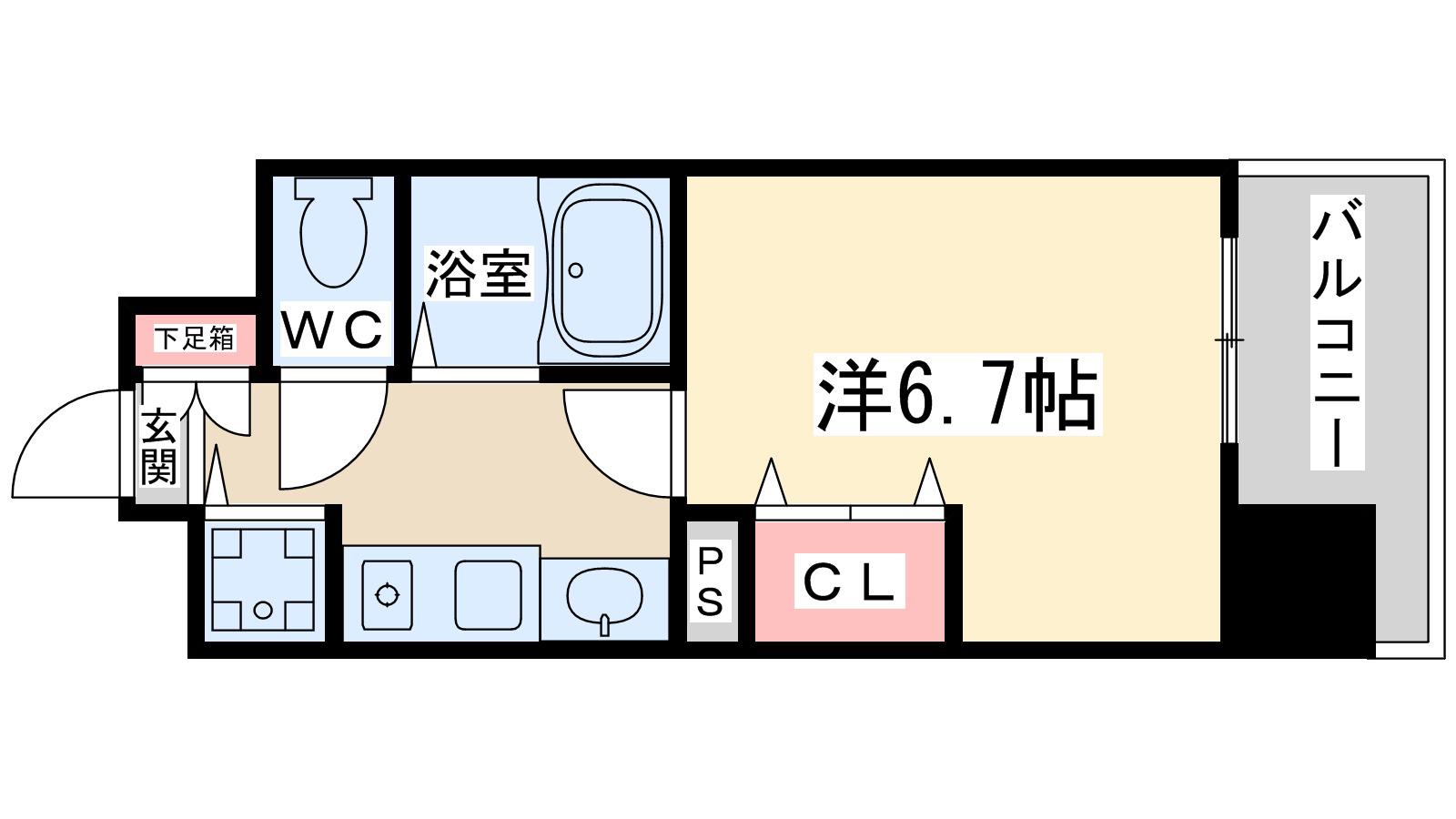エイペックス天神橋1(1K/10階)の間取り写真