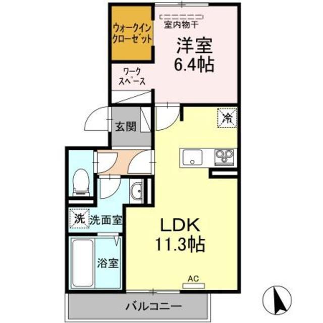 プレミアステイツS(1LDK/1階)の間取り写真