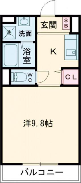 アーバンスカイ(1K/2階)の間取り写真