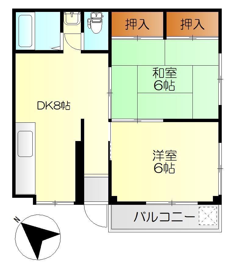ヴェル中迫S(2DK/2階)の間取り写真