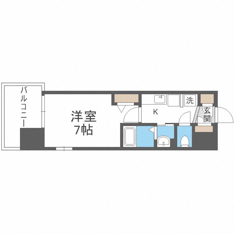 LUXE大阪城南(1K/1階)の間取り写真
