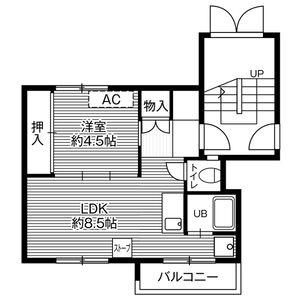 ビレッジハウス函館1号棟(1LDK/3階)の間取り写真