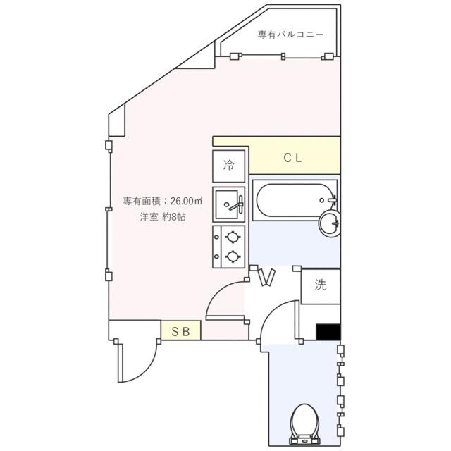 王子TKビル(ワンルーム/2階)の間取り写真