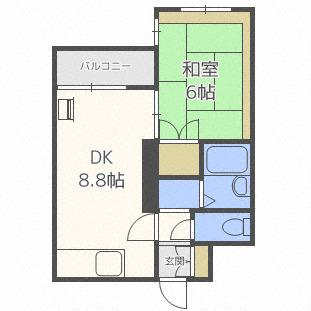 プレサント琴似1-3(1LDK/4階)の間取り写真