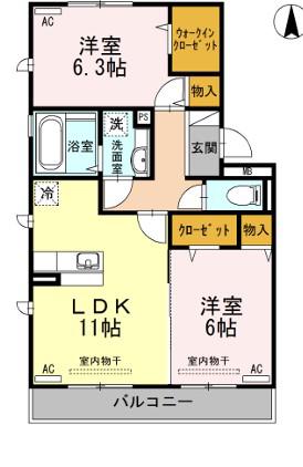 アルぺージュ大森I棟(2LDK/1階)の間取り写真