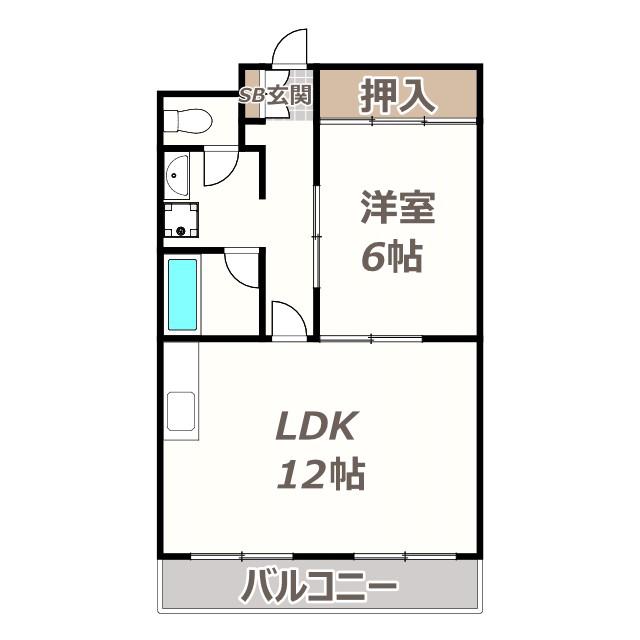 メジェーム住吉(1LDK/3階)の間取り写真