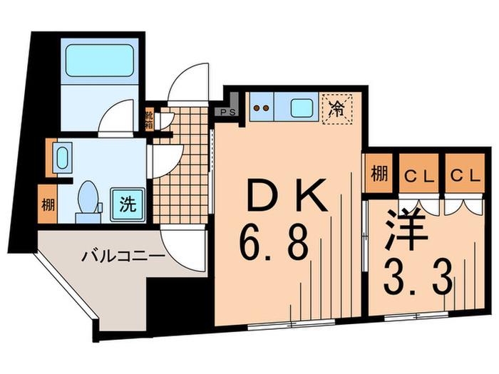 ステラメゾン三軒茶屋(1DK/10階)の間取り写真