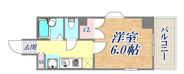 アルファコート(1K/2階)の間取り写真