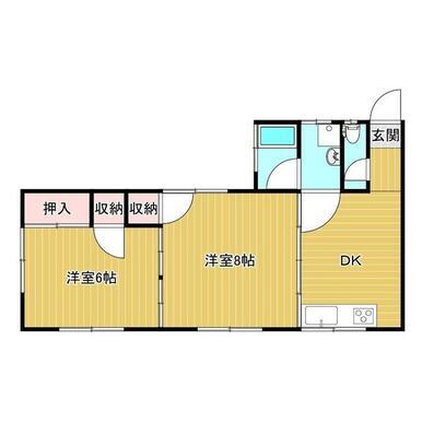 渡邊アパート(2DK/2階)の間取り写真