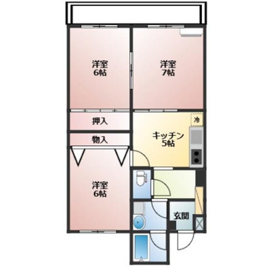 コーポモビリエ1号館(3DK/4階)の間取り写真